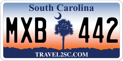 SC license plate MXB442