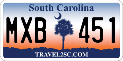 SC license plate MXB451