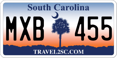 SC license plate MXB455