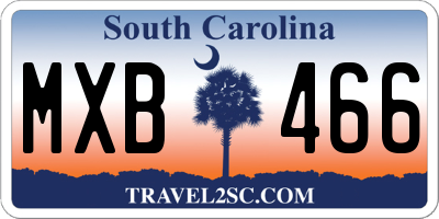 SC license plate MXB466