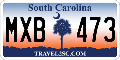 SC license plate MXB473