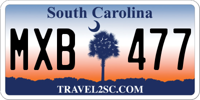 SC license plate MXB477