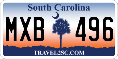 SC license plate MXB496