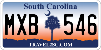 SC license plate MXB546