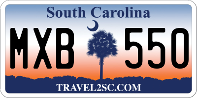 SC license plate MXB550