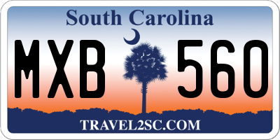 SC license plate MXB560