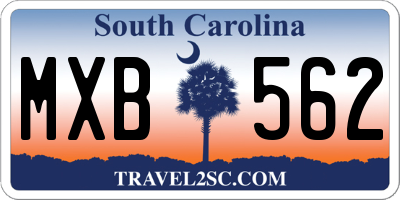 SC license plate MXB562