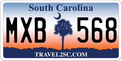 SC license plate MXB568