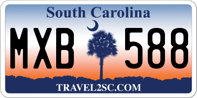 SC license plate MXB588
