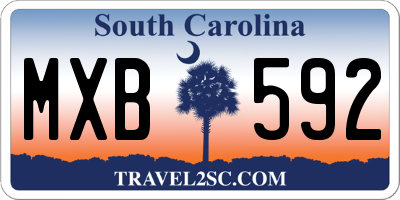 SC license plate MXB592
