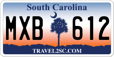 SC license plate MXB612