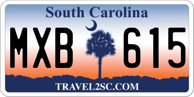 SC license plate MXB615