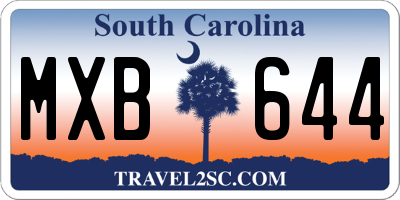 SC license plate MXB644