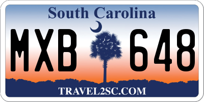 SC license plate MXB648