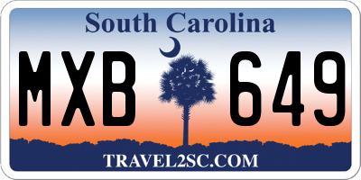 SC license plate MXB649