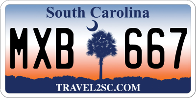 SC license plate MXB667