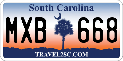 SC license plate MXB668