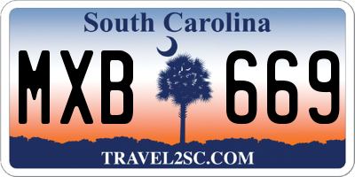 SC license plate MXB669