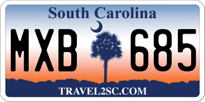 SC license plate MXB685