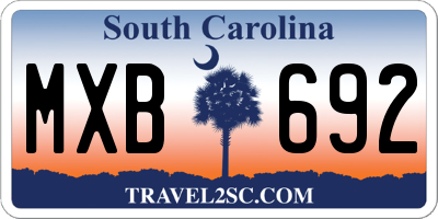 SC license plate MXB692
