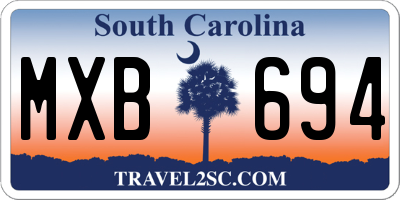 SC license plate MXB694