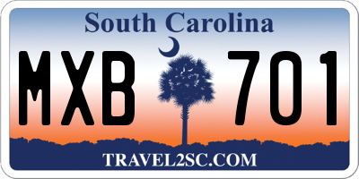 SC license plate MXB701
