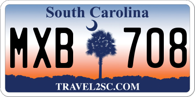 SC license plate MXB708