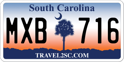 SC license plate MXB716