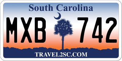 SC license plate MXB742