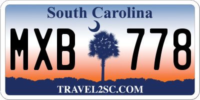 SC license plate MXB778