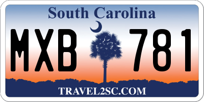 SC license plate MXB781
