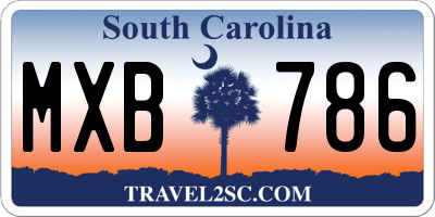 SC license plate MXB786