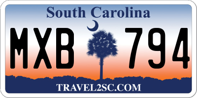 SC license plate MXB794