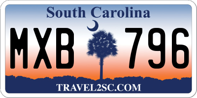 SC license plate MXB796