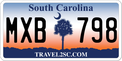 SC license plate MXB798