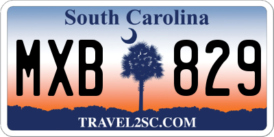 SC license plate MXB829
