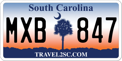 SC license plate MXB847