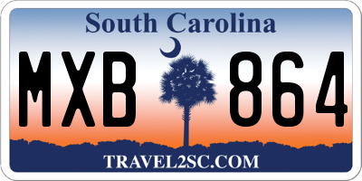 SC license plate MXB864