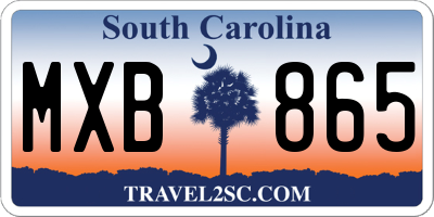 SC license plate MXB865
