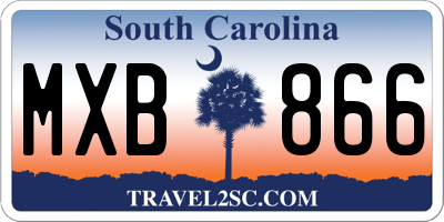 SC license plate MXB866