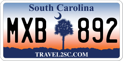 SC license plate MXB892