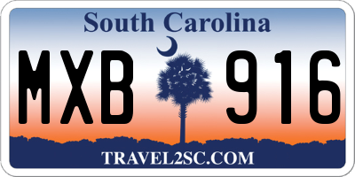 SC license plate MXB916
