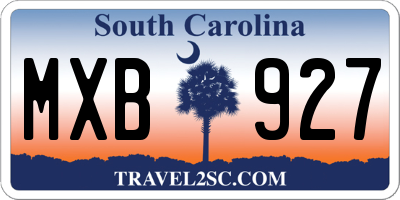 SC license plate MXB927