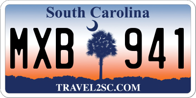 SC license plate MXB941