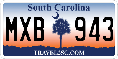 SC license plate MXB943
