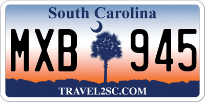 SC license plate MXB945