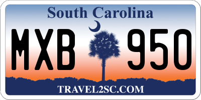 SC license plate MXB950