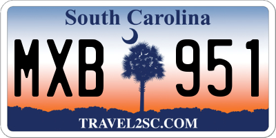 SC license plate MXB951