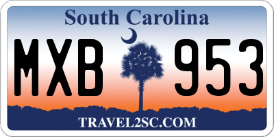 SC license plate MXB953