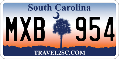 SC license plate MXB954
